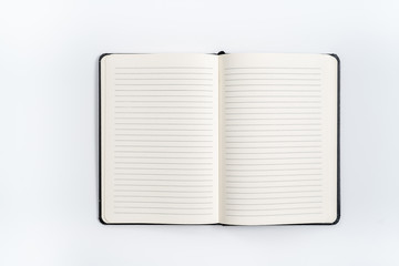 black notebook on white background with clipping path