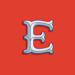 E letter logo in classic sport team style.
