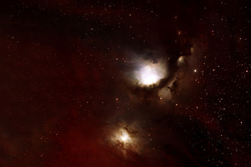 Dim space nebula with stars and light. Elements of this image furnished by NASA were.
