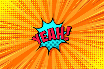 Cartoon comic background. Speech bubble. Comics book colorful poster with halftone elements. Retro Pop Art style. Vector illustration.