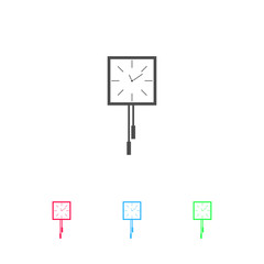Wall clocks icon flat.