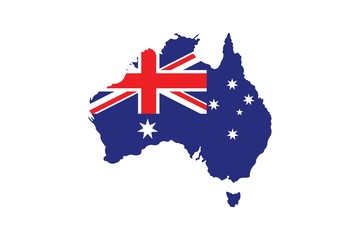 Australia map. Australia flag inside the map. Vector icon illustration.  © Graficriver