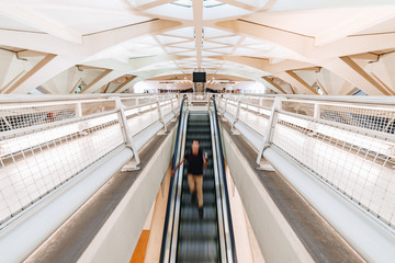 Obraz premium moving escalator in subway