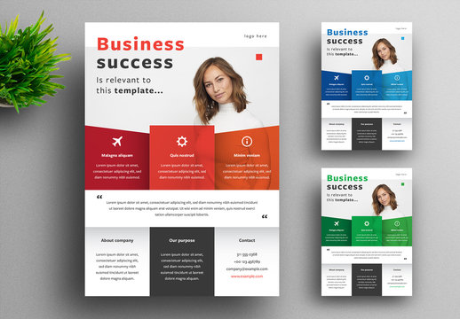 Business Flyer Layout with Colorblock Elements