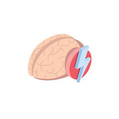 Brain high power lightning. Vector 3d isometric, color web icon, new flat style. Creative illustration design, graphic idea for infographics.