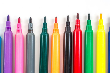 Colorful marker pen set on isolated background with clipping path. Vivid highlighter and blank space for your design or montage.
