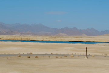 View on Sinai mountains from Ras Mohammed national park in Egypt