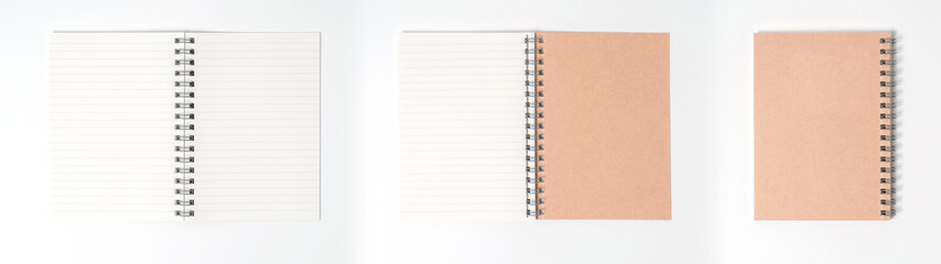 blank realistic spiral notebook isolated on white background