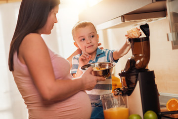 Pregnant woman in kitchen