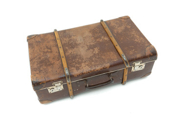 Vintage Suitcase over a white background. Isolated