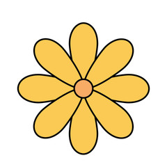 cute flower yellow color isolated icon vector illustration design