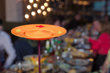 Fun with Spinning Plates .balancing a spinning plate. A collection of spinning pink plates .
