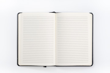 Business concept - Top view collection of black notebook on white background desk for mockup