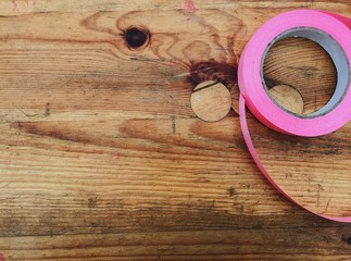  Wood texture. Ribbons for decorating flowers