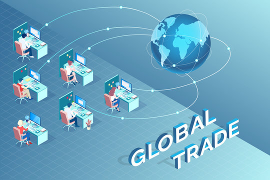 Vector Of International Group Of People Communicating Globally Trading Worldwide