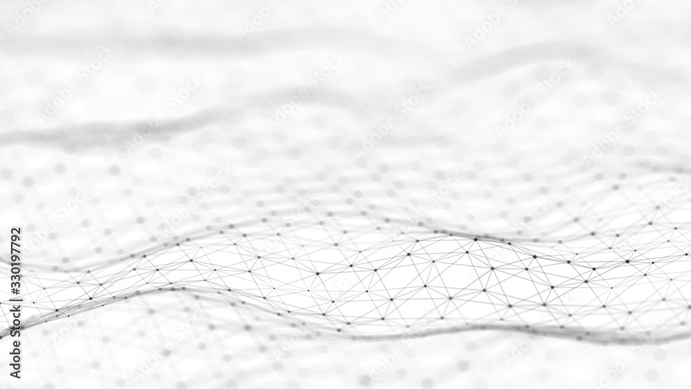 Poster Network connection dots and lines. Technology background. Plexus. Big data background. 3d rendering.