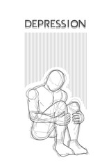 Creative design of man with depression illustration