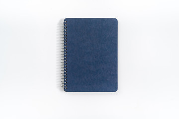 Dark blank blue notebook closed in closeup