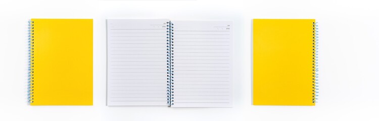 yellow notebook on white background with clipping path - Image
