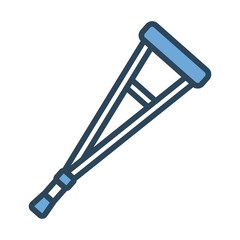 crutches medical tool half line and color style icon