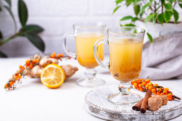 Healthy hot sea buckthorn tea