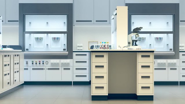 Endless animation of the laboratory with clean rooms and lots of equipment. 4KHD