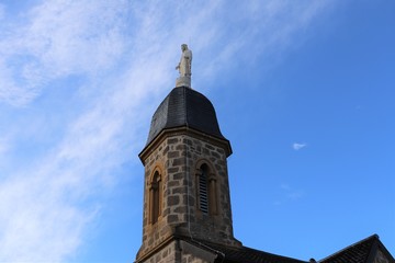 Fototapeta na wymiar Chapelle de Rampot ou Notre Dame de Bon Secours à Haute Rivoire construite en 1864 - Village de Haute Rivoire - Département du Rhône - France