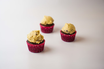Chocolate cupcakes with cookie dough frosting