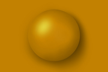 Golden ball on a yellow (mustard) background