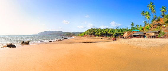 Cola Beach panoramic view. Goa. India - obrazy, fototapety, plakaty