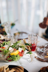 Beautiful wedding table decoration and decor in boho or rustic style