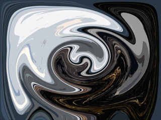 Abstract contrast round spinning rendered oil paint