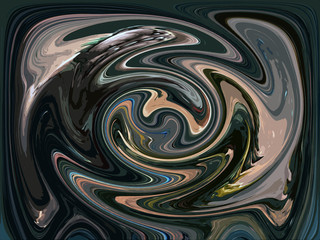 Abstract contrast round spinning rendered oil paint