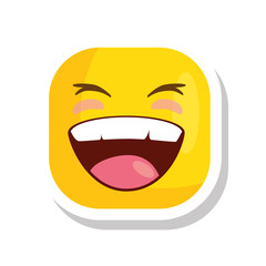 funny square emoticon smiling isolated icon vector illustration design