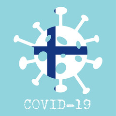 coronavirus covid-19 outbreak in finland country flag with warning sign bacteria vectors illustration in flat design