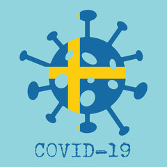 Covid-19. Coronavirus 2019-nCoV vector design. Wuhan virus in Sweden. Web banner concept