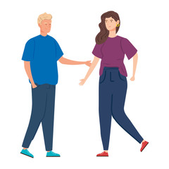 Fototapeta premium young couple avatar character icon vector illustration design