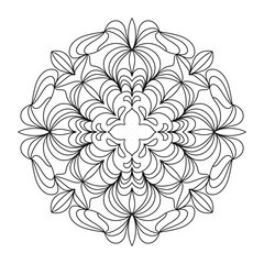 Easy mandala like flower or star, basic and simple mandalas coloring book for adults, seniors, and beginner. Digital drawing. Floral. Flower. Oriental. Book Page.