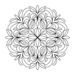 Easy mandala like flower or star, basic and simple mandalas coloring book for adults, seniors, and beginner. Digital drawing. Floral. Flower. Oriental. Book Page.