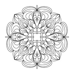 Easy mandala like flower or star, basic and simple mandalas coloring book for adults, seniors, and beginner. Digital drawing. Floral. Flower. Oriental. Book Page.