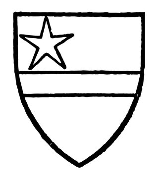Odingseles bore Silver a fesse gules with a molet gules in the quarter, vintage engraving.