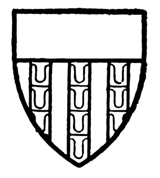 Ferlington bore Gules three pales vair and a chiefe gold, vintage engraving.