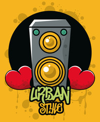 graffiti urban style poster with heart and speaker