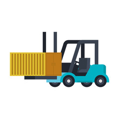 container metal in forklift isolated icon vector illustration design