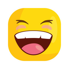 funny square emoticon smiling isolated icon vector illustration design