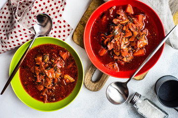 Traditional ukrainian beetroot soup borscht