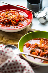 Traditional ukrainian beetroot soup borscht