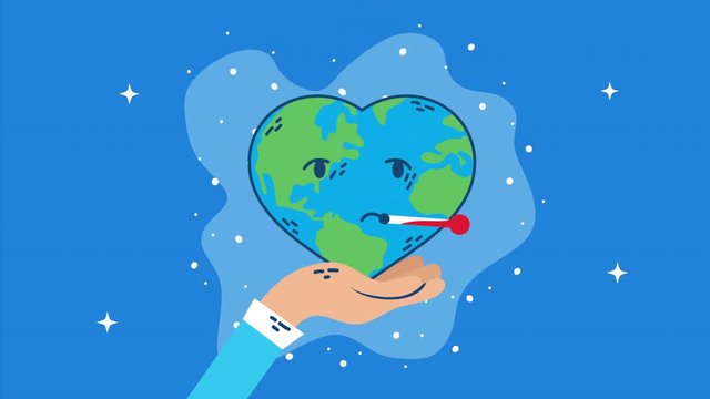 international health day with world planet heart character