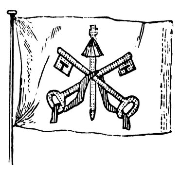 Flag Of The Papal States, 1881, Vintage Illustration