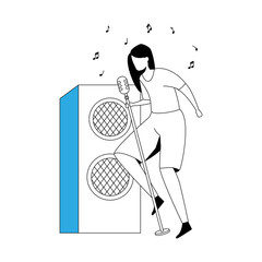 woman singing avatar character icons vector illustration design
